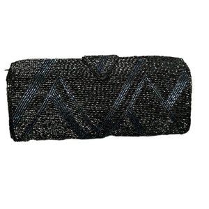 Evening Clutch Black Hard shell Sequin Hand Wallet